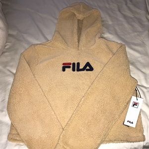 FILA cropped fuzzy hoodie
